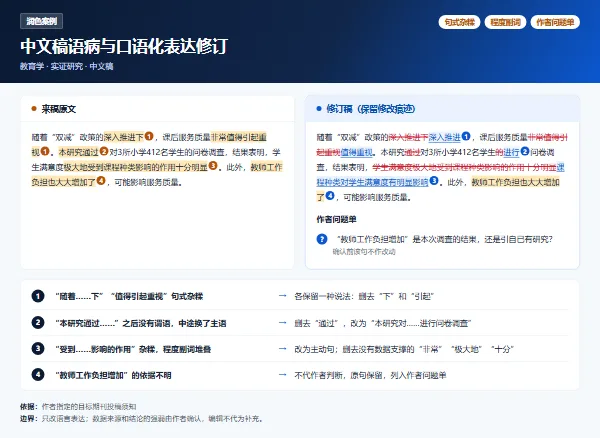 润色案例:中文稿语病与口语化表达修订
